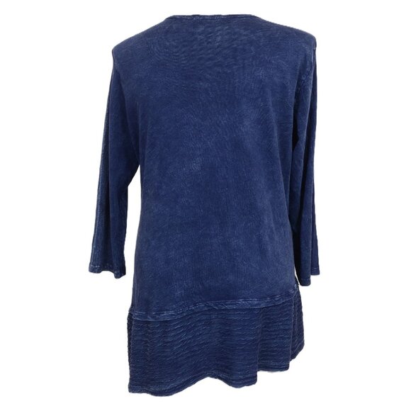 Jess & Jane Women's XL Mineral Washed Cotton Wavy Contrast Asymmetric Tunic Top - Picture 6 of 11